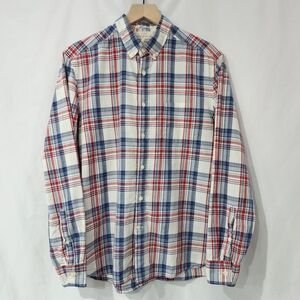 L.O.G.G. Label of Graded Goods Mens Plaid Shirt Size M Blue Red Cotton Poplin